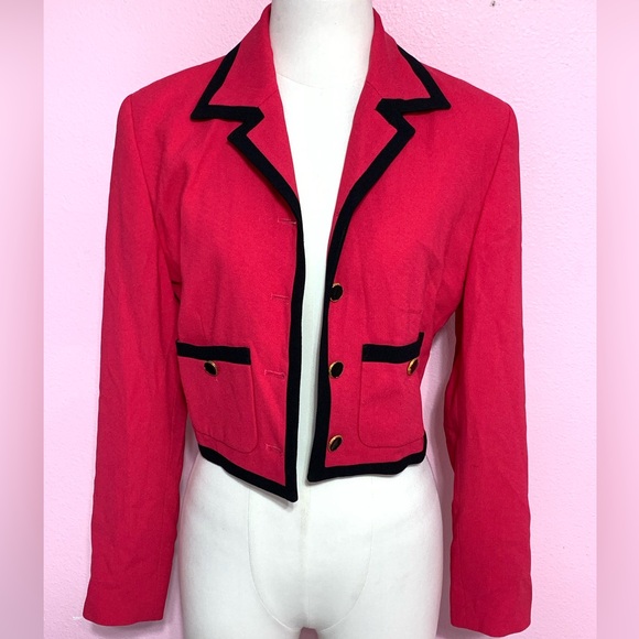 VTG Y2K bebe Fuscia Pink Blazer with Black Trim 2 - Picture 2 of 16